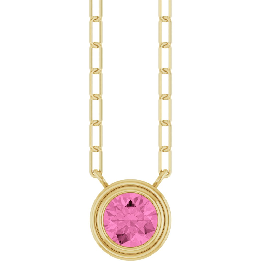 14K Yellow Natural Pink Sapphire 18" Necklace