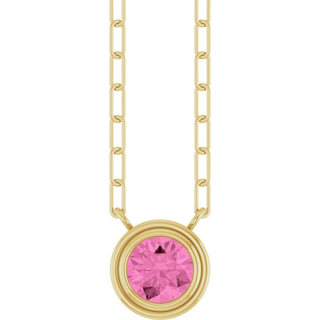 14K Yellow Natural Pink Sapphire 18" Necklace