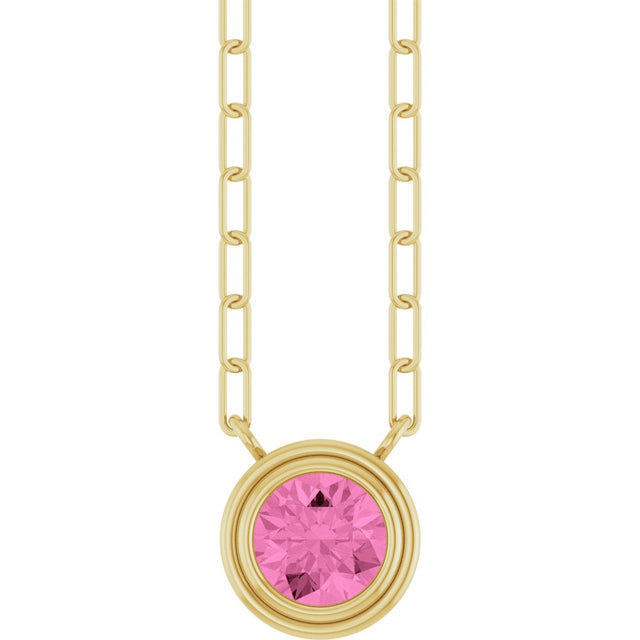 14K Yellow Natural Pink Sapphire 18" Necklace