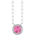 14K White Natural Pink Sapphire 18" Necklace