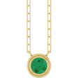 14K Yellow Gold Lab-Grown Emerald 18" Necklace