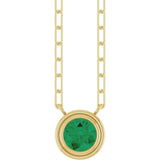 14K Yellow Gold Lab-Grown Emerald 18" Necklace