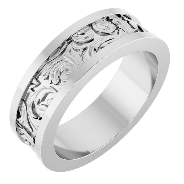 Sterling Silver 6.5 mm Sculptural Flat Band  Size 7.5