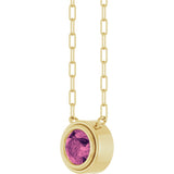 14K Yellow Natural Pink Tourmaline 18" Necklace