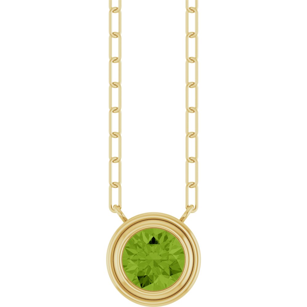 14K Yellow Gold Natural Peridot 18" Necklace