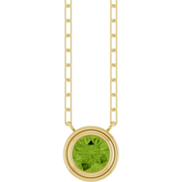 14K Yellow Natural Peridot 18" Necklace