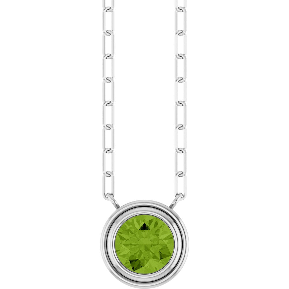 Sterling Silver Natural Peridot 18" Necklace