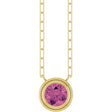 14K Yellow Natural Pink Tourmaline 18" Necklace