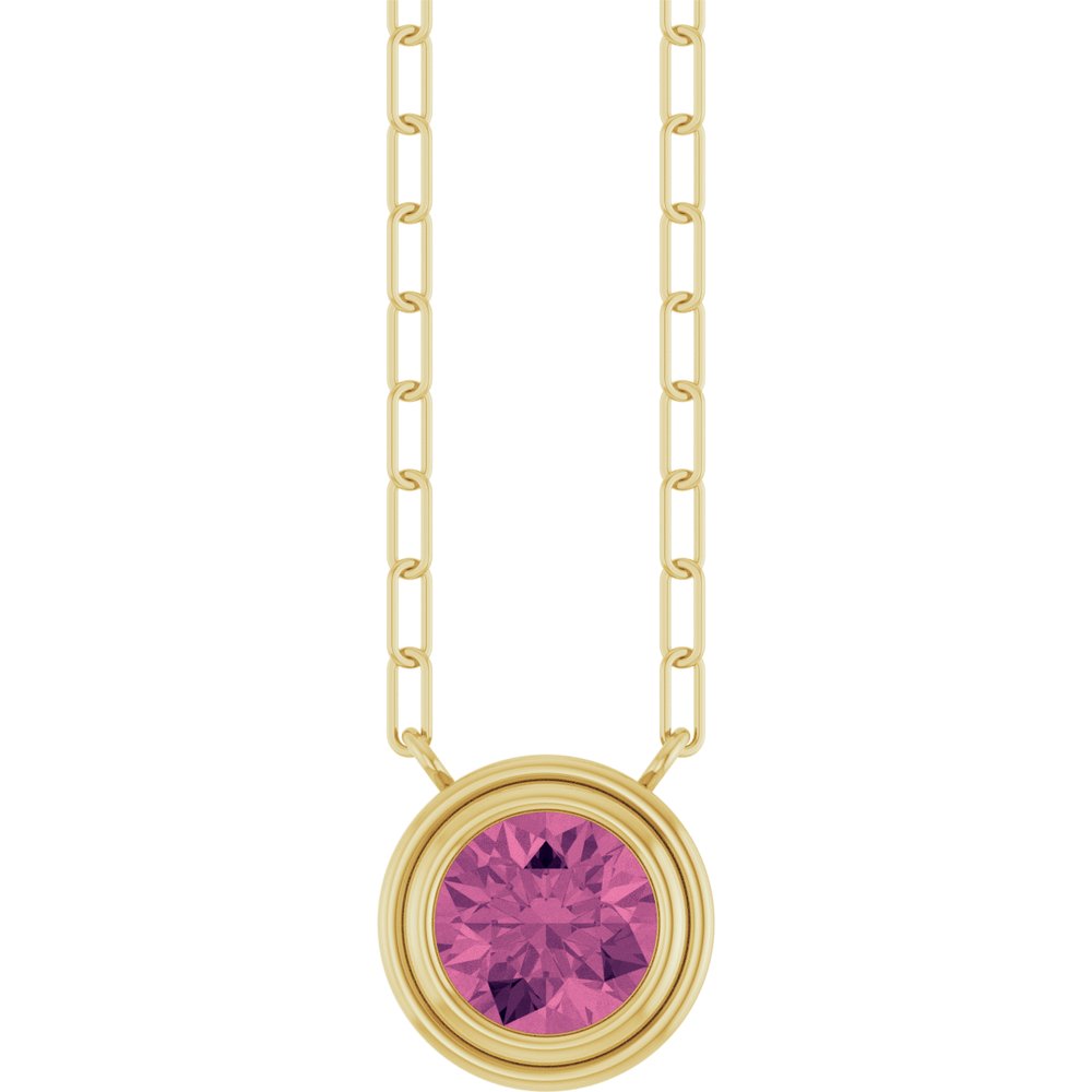 14K Yellow Natural Pink Tourmaline 18" Necklace