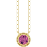 14K Yellow Natural Pink Tourmaline 18" Necklace