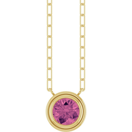 14K Yellow Natural Pink Tourmaline 18" Necklace