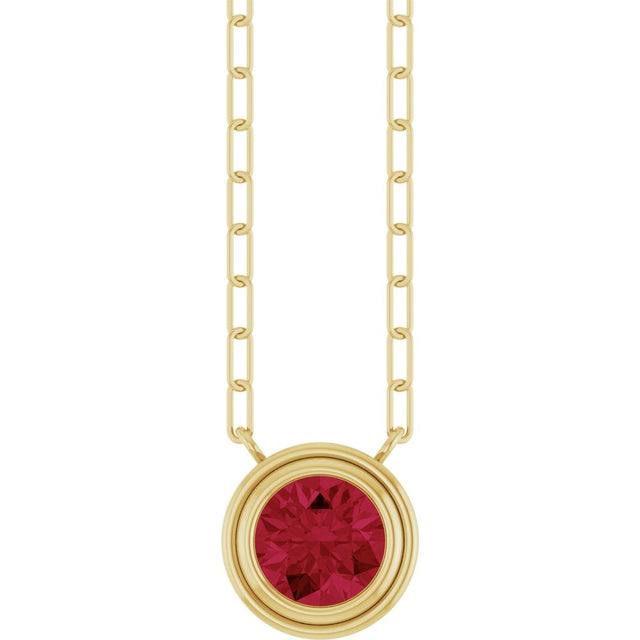 14K Yellow Lab-Grown Ruby 18" Necklace