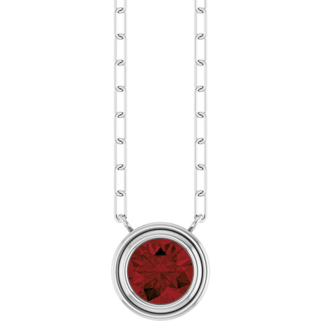 14K White Gold Natural Mozambique Garnet 18" Necklace