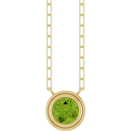 14K Yellow Gold Natural Peridot 18" Necklace