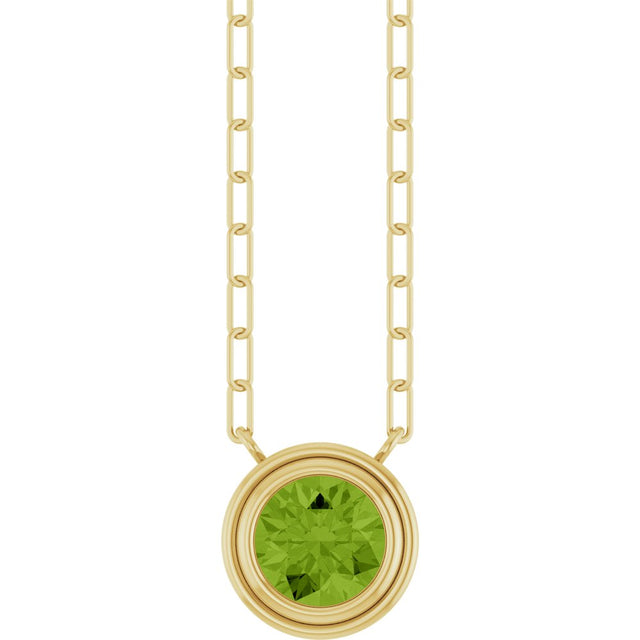 14K Yellow Gold Natural Peridot 18" Necklace