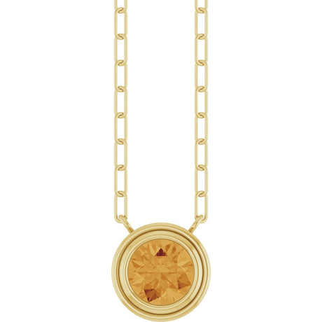 14K Yellow Gold Natural Citrine 18" Necklace