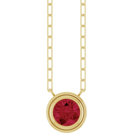 14K Yellow Lab-Grown Ruby 18" Necklace