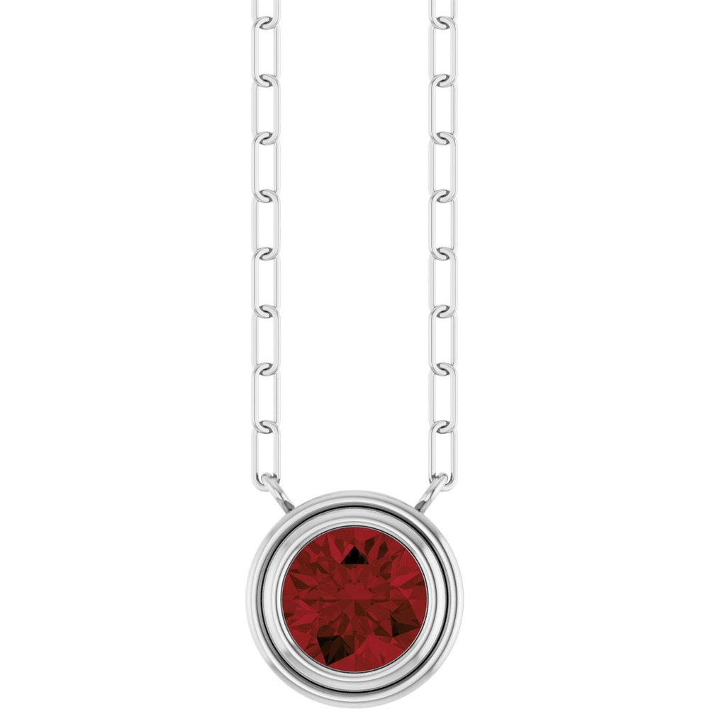 14K White Gold Natural Mozambique Garnet 18" Necklace