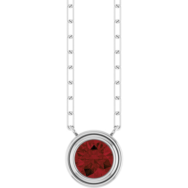 14K White Gold Natural Mozambique Garnet 18" Necklace