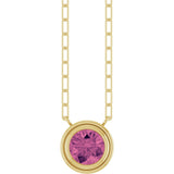 14K Yellow Natural Pink Tourmaline 18" Necklace