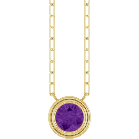 14K Yellow Natural Amethyst 18" Necklace