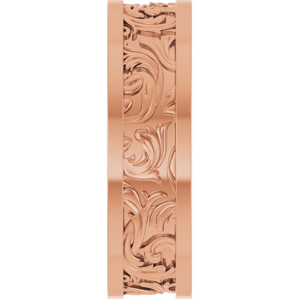 14K Rose Gold 6.5 mm Sculptural Flat Band  Size 8