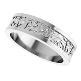 Sterling Silver 6.5 mm Sculptural Flat Band  Size 11