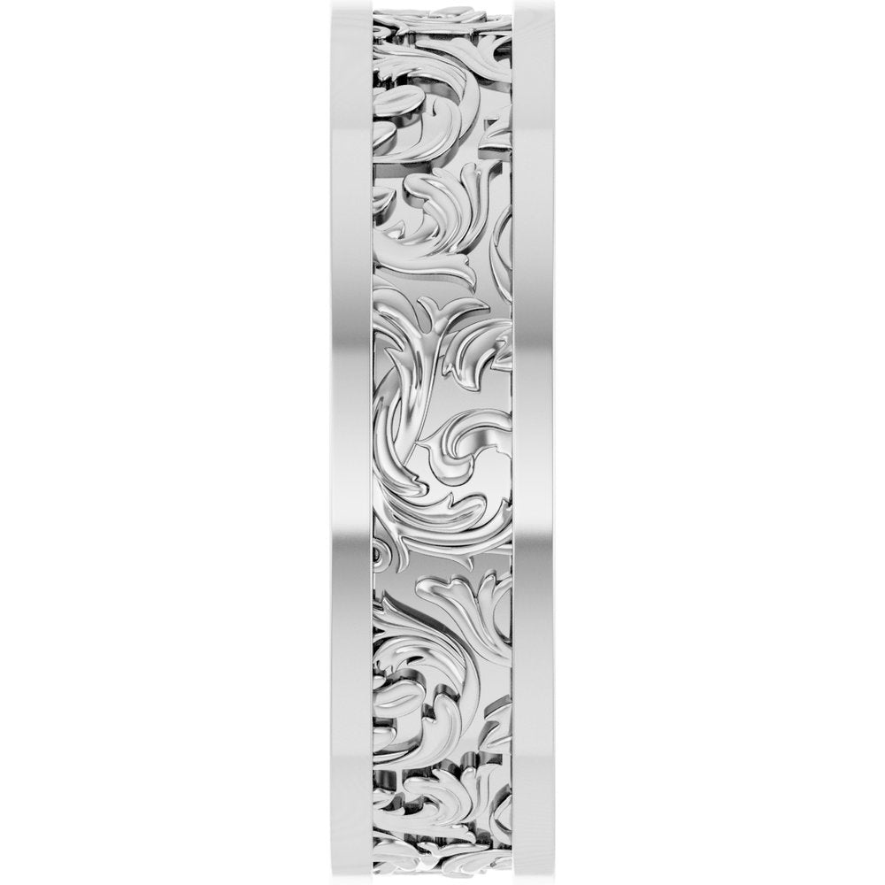 Sterling Silver 6.5 mm Sculptural Flat Band  Size 11