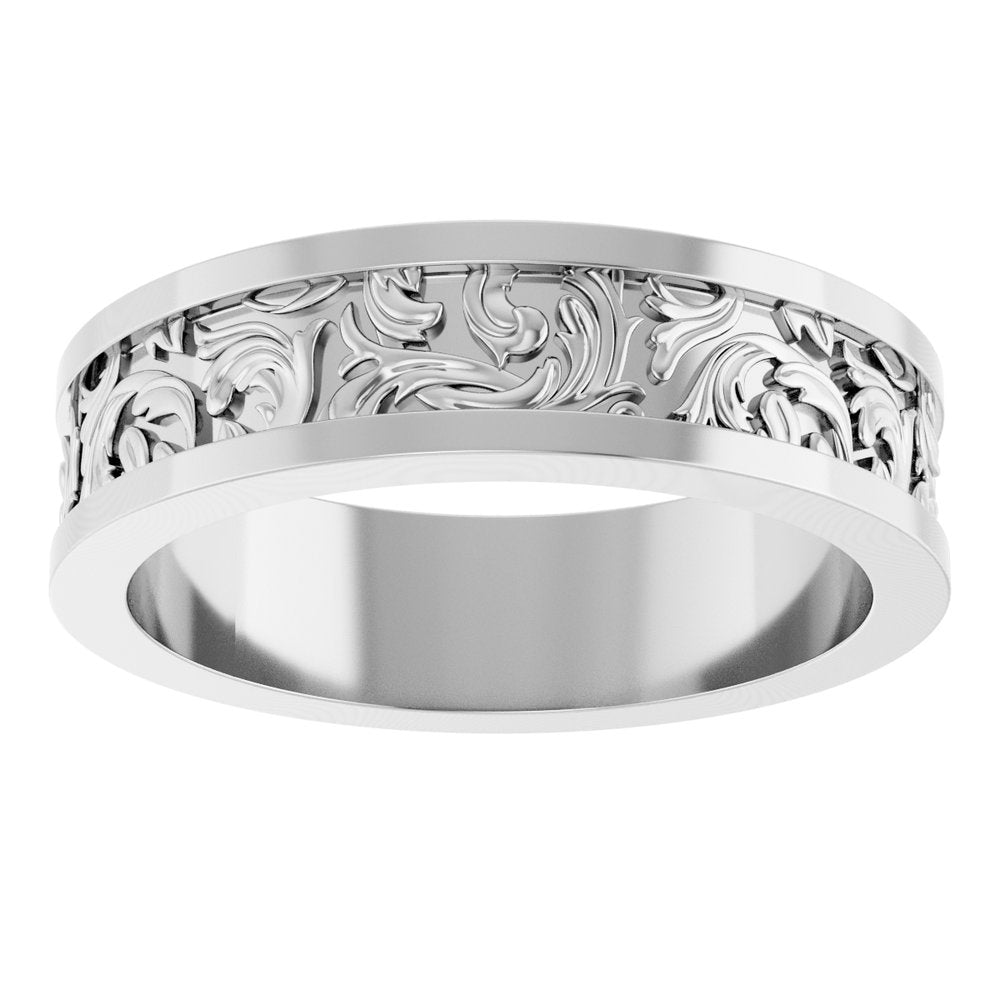 Sterling Silver 6.5 mm Sculptural Flat Band  Size 11