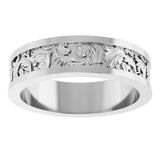 Sterling Silver 6.5 mm Sculptural Flat Band  Size 11