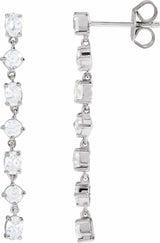 Sterling Silver 1 1/5 CTW Lab-Grown Diamond Seven-Stone Dangle Earrings