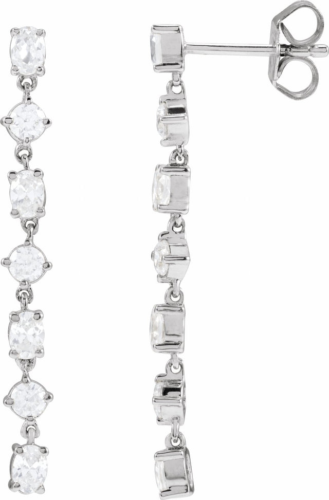 Sterling Silver 1 1/5 CTW Lab-Grown Diamond Seven-Stone Dangle Earrings