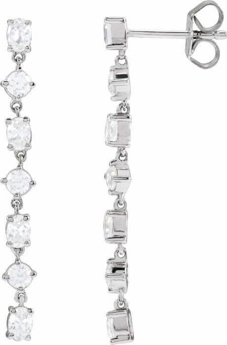 14K White Gold 1 1/5 CTW Lab-Grown Diamond  Dangle Earrings
