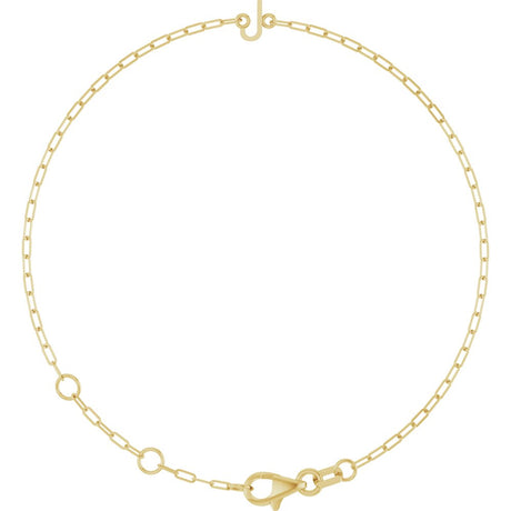14K Yellow Gold Sans Serif Initial J 6 1/2-7 1/2" Bracelet
