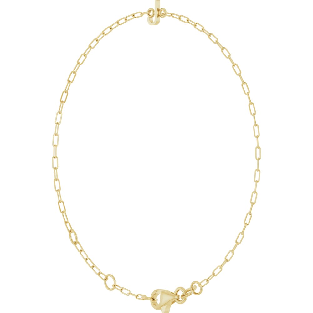 14K Yellow Gold Sans Serif Initial J 6 1/2-7 1/2" Bracelet