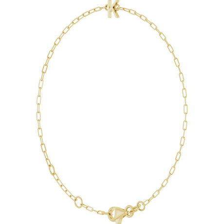 14K Yellow Gold Sans Serif Initial K 6 1/2-7 1/2" Bracelet