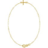 14K Yellow Gold Sideways Cross 7" Bracelet