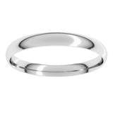 14K White 2.5 mm Ultra-Lightweight Half Round Band Size 10