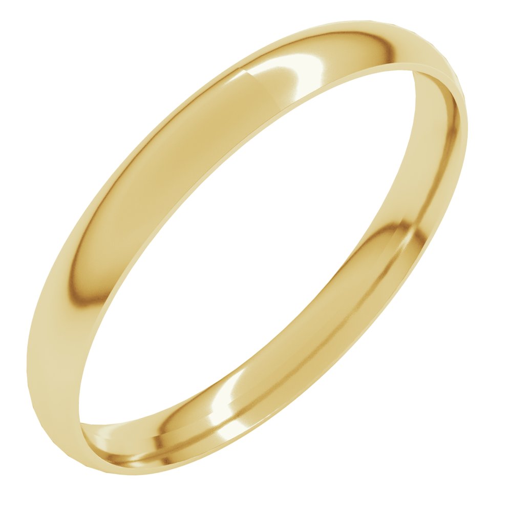 14K Yellow Gold 2.5 mm Ultra-Lightweight Comfort-Fit Half Round Band Size 6