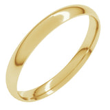 10K Yellow Gold 2.5 mm Ultra-Lightweight Comfort-Fit Half Round Band Size 7