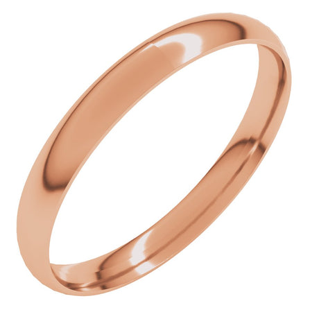 10K Rose Gold 2.5 mm Ultra-Lightweight Comfort-Fit Half Round Band Size 5.5