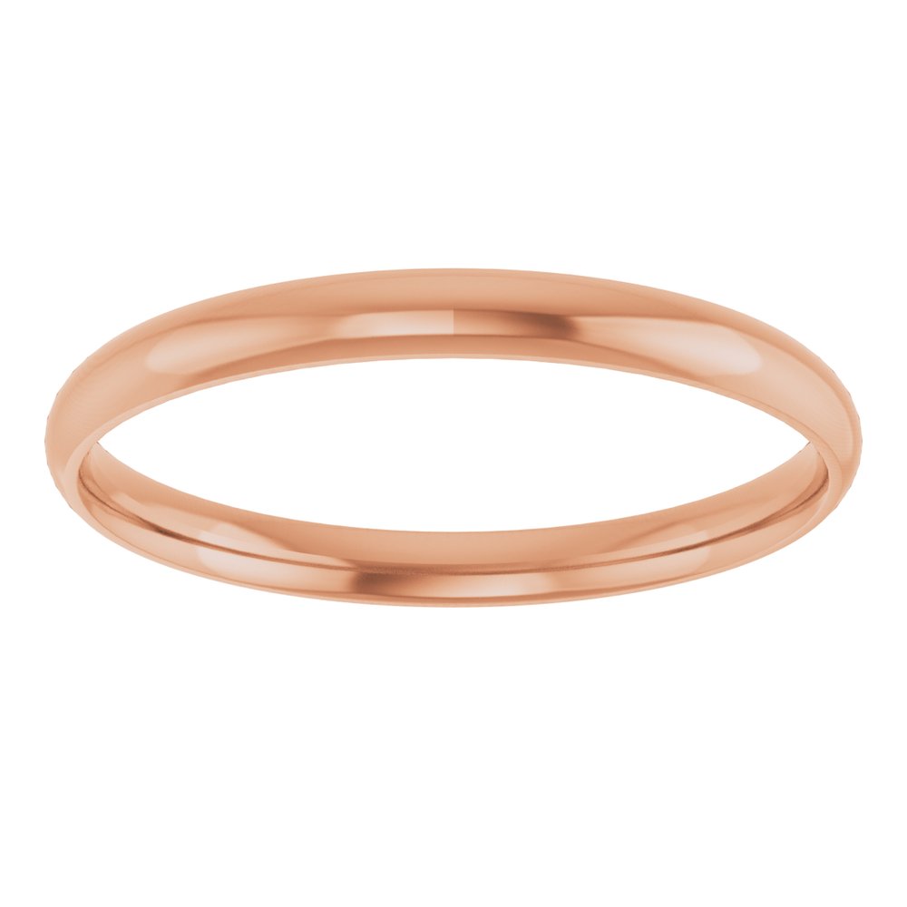 18K Rose Gold 2 mm Ultra-Lightweight Comfort-Fit Half Round Band Size 8