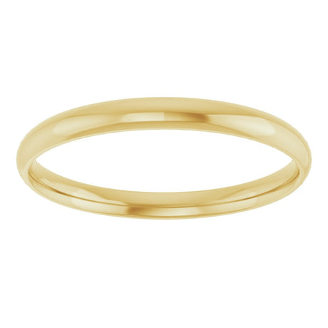 14K Yellow Gold 2 mm Ultra-Lightweight Comfort-Fit Half Round Band Size 4