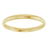 10K Yellow 2 mm Ultra-Lightweight Half Round Band Size 7.5