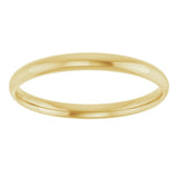 10K Yellow Gold 2 mm Ultra-Lightweight Comfort-Fit Half Round Band Size 5.5