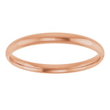 10K Rose 2 mm Ultra-Lightweight Comfort-Fit Half Round Band Size 5
