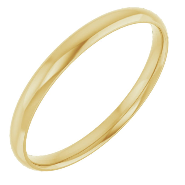 10K Yellow Gold 2 mm Ultra-Lightweight Comfort-Fit Half Round Band Size 5.5