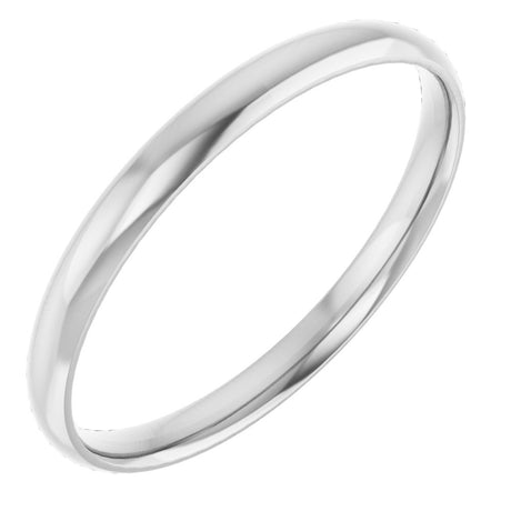 10K White Gold 2 mm Ultra-Lightweight Comfort-Fit Half Round Band Size 6