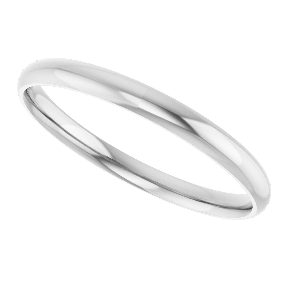14K White Gold 2 mm Ultra-Lightweight Comfort-Fit Half Round Band Size 7