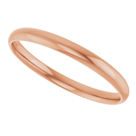 14K Rose Gold 2 mm Ultra-Lightweight Comfort-Fit Half Round Band Size 7
